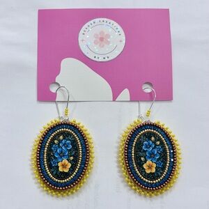 Handmade Midnight Garden Sunburst Beaded Earrings
